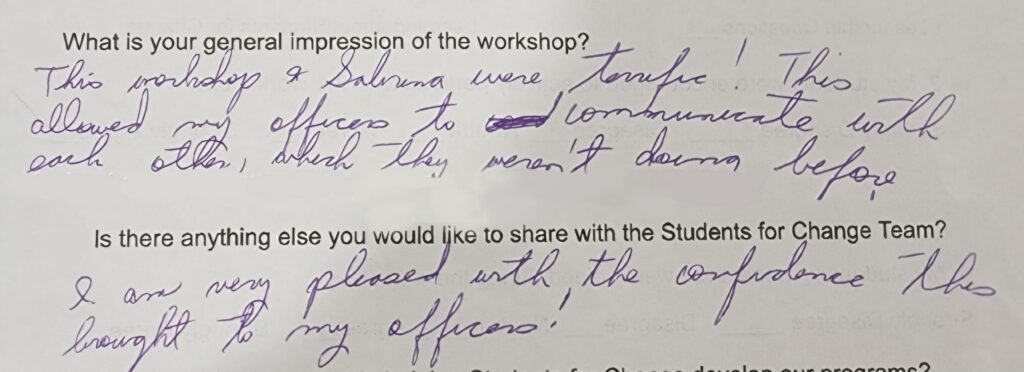 Student's general impression of the workshop. Terrific! Allowed my officers to communicate with each other.